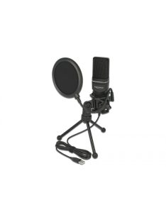   DeLock USB Condenser Microphone Set  for Podcasting, Gaming and Vocals Black