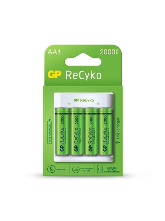 GP ReCyko Eco E411 akkutöltő  + 4×AA GP ReCyko 2000