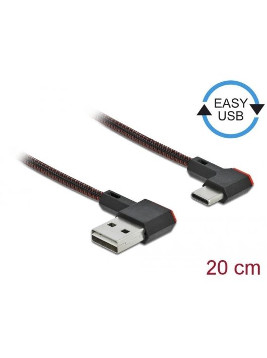 DeLock EASY-USB 2.0 Cable Type-A male to USB Type-C male angled left / right 0,2m Black