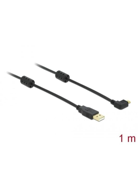 DeLock USB-A male > USB micro-B male angled 270° Cable 1m Black