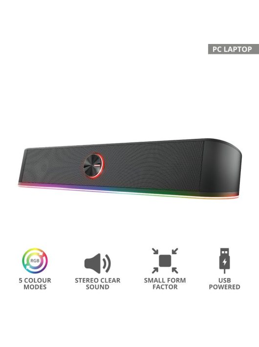 Trust GXT 619 Thorne RGB Illuminated Soundbar Black