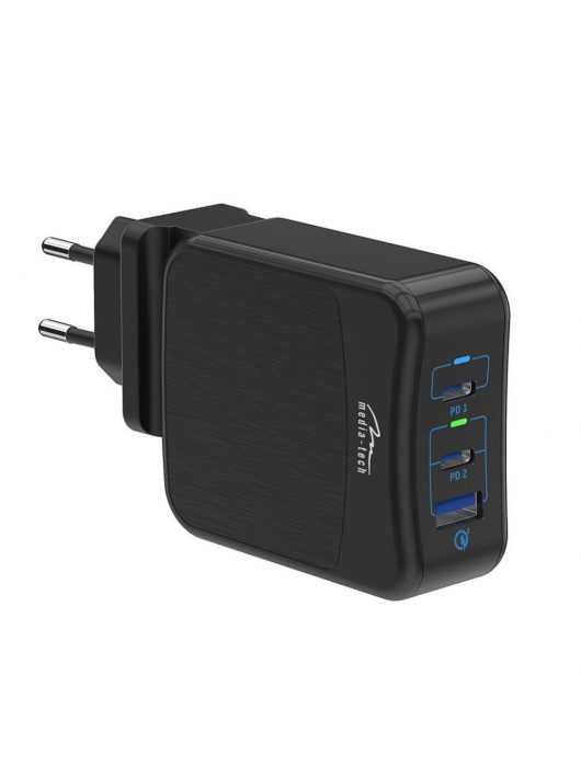 Media-Tech MT6252 USB-C PD Smart Power Töltő Fekete
