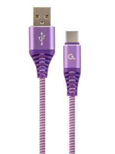   Gembird CC-USB2B-AMCM-2M-PW Premium cotton braided Type-C USB charging and data cable 2m Purple/White