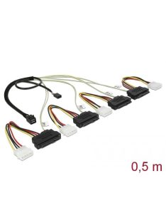   DeLock Mini SAS HD x 4 SFF 8643 apa > 4 x SAS 29 Pin SFF 8482 anya kábel 0,5 m 