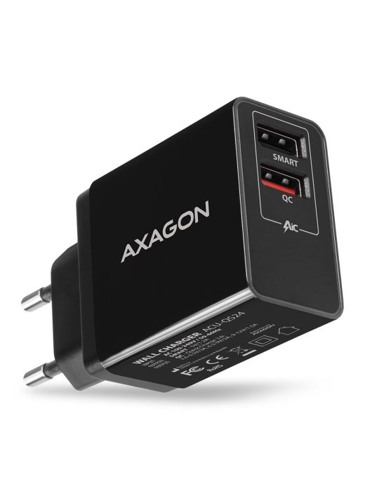 AXAGON ACU-QS24 QC3.0 + 5V-1.2A Wall Charger Black