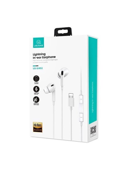 Usams SJ453 EP-41 Lightning In-ear Earphone 1,2m White