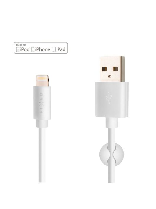 FIXED adat és töltő kábel USB/Lightning csatlakozóval, 2 méter, MFI certified, 20W, Fehér