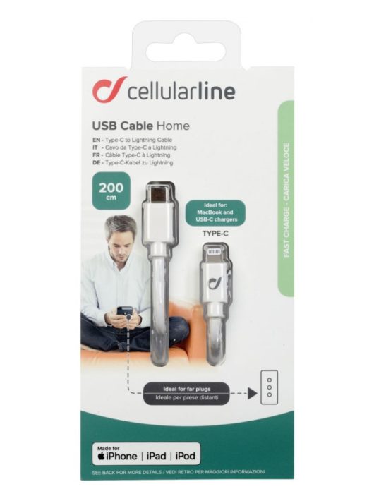 Cellularline USB-C data cable with Lightning connector 2m White