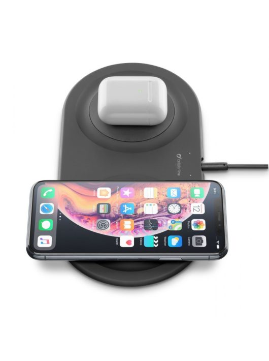 Cellularline B Wireless Fast Charger Dual Wireless Charging Station with 2 x 10W, Qi compatible, black