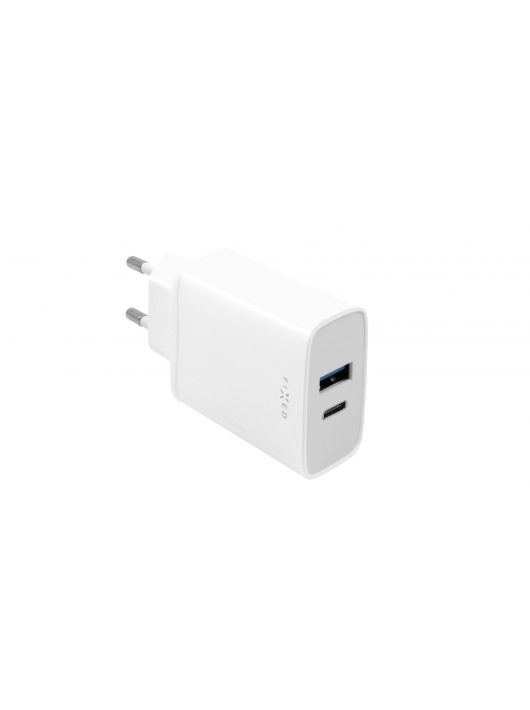 FIXED hálózati töltő USB-C és USB kimenettel, PD, 30W, fehér