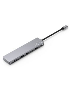   FIXED Multiport hub, USB-C, 2x USB 3.0, 2x USB-C, MicroSD, HDMI, PD 87W, alumínium