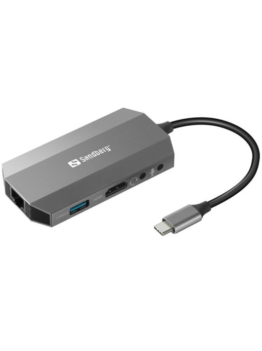 Sandberg USB-C 6 in1 Travel Dock Gray