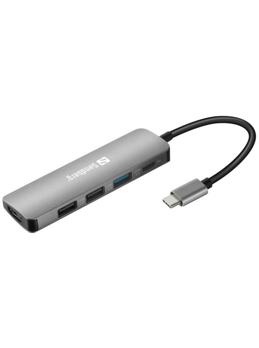 Sandberg USB-C Dock HDMI+3xUSB+PD 100W Gray