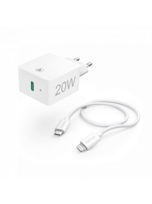 Hama Charger 20W  Lightning->USB Type-C Cable (Apple Quick Charge szett) Fehér
