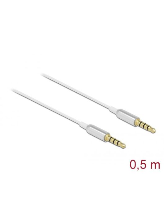 DeLock Stereo Jack Cable 3.5mm 4 pin male to male Ultra Slim 0,5m White 