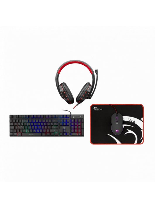 White Shark Comanche 3 4in1 Keyboard+Headset+Mouse+Mousepad Black HU