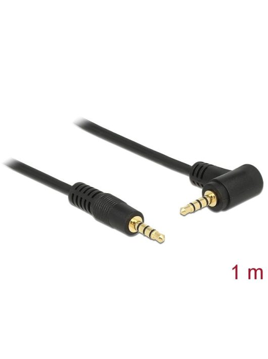 DeLock Stereo Jack 3.5 mm 4 pin male > male angled 1m Cable Black