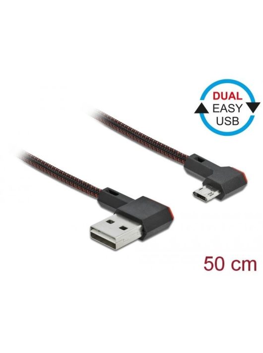 DeLock EASY-USB 2.0 Cable Type-A male to EASY-USB Type Micro-B male angled left/right 0,5m Black