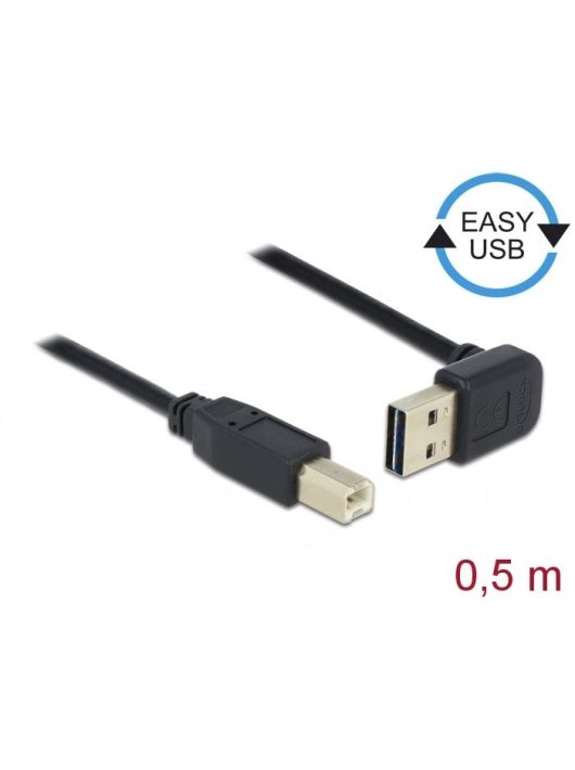 DeLock EASY-USB 2.0 Type-A male angled up/down > USB 2.0 Type-B male 0,5m Cable Black