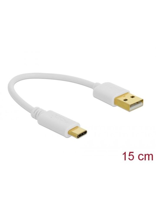 DeLock USB Charging Cable Type-A to USB Type-C 15cm Whte