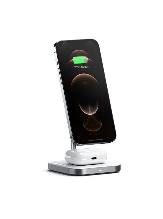 Satechi Aluminum 2-in-1 Magnetic Wireless Charging Stand White