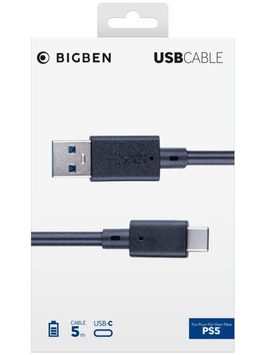 Bigben Interactive PS5 USB-C Charging and Data Cable 5m Black