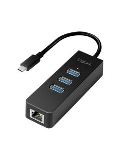   Logilink UA0283 USB3.2 Gen 1 USB-C 3-Port Hub with Gigabit Ethernet Black