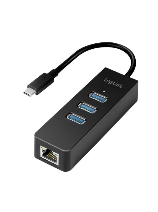 Logilink UA0283 USB3.2 Gen 1 USB-C 3-Port Hub with Gigabit Ethernet Black