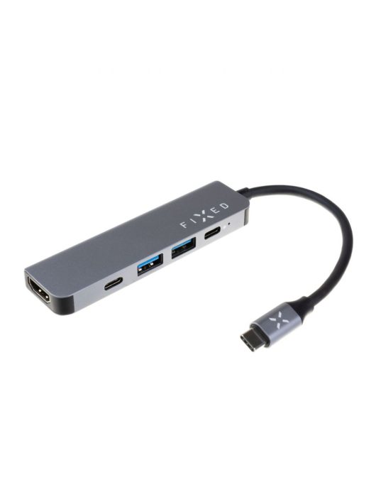 FIXED USB-C 5 az 1-ben HUB, 2 x USB 3.2 , 1 x 4K HDMI, 1 x USB-C Power Delivery támogatással és 1 x USB-C 3.2 Gen1