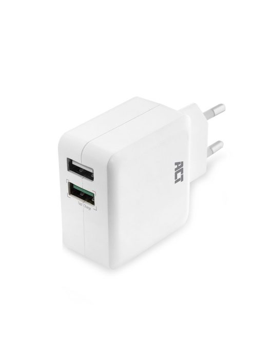 ACT AC2125 2-Port USB Charger 30W including 1 Quick Charge 3.0 port White