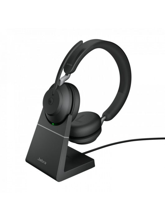 Jabra Evolve2 65 MS Teams Stereo Bluetooth Headset with Charging Stand Black