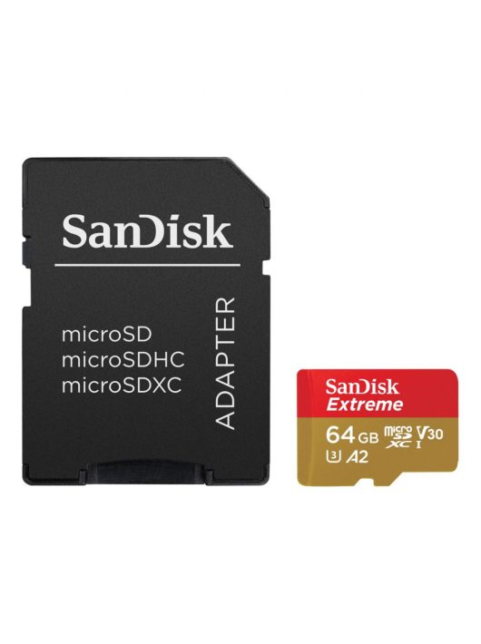 Sandisk 64GB microSDXC Class 10 U3 V30 A2 Extreme + adapterrel