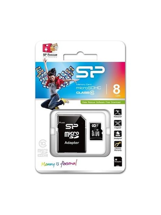 Silicon Power 8GB microSDHC Class10 + SD adapterrel