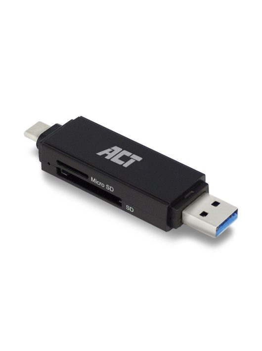 ACT USB-C/USB-A for SD/micro SD Card Reader Black