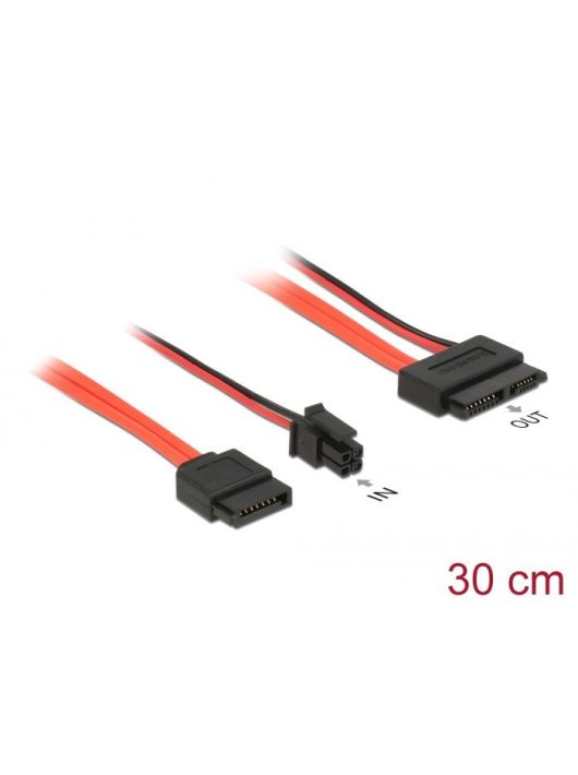 DeLock SATA 6 Gb/s 7 pin receptacle + Micro Fit 3.0 4 pin power plug > Slim SATA 13 pin receptacle 30cm Cable