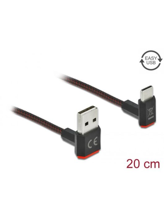 DeLock EASY-USB 2.0 Cable Type-A male to USB Type-C male angled up / down 0.2m Black