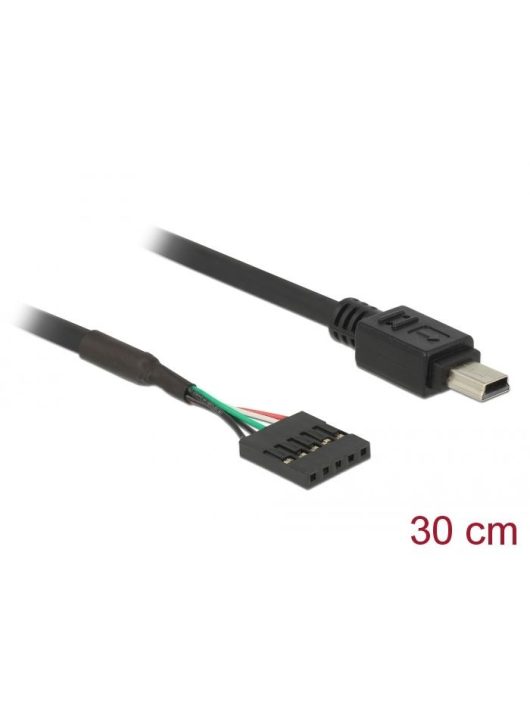 DeLock USB 2.0 pin header female 5 pin > USB 2.0 Type Mini-B male cable 0,3m Black