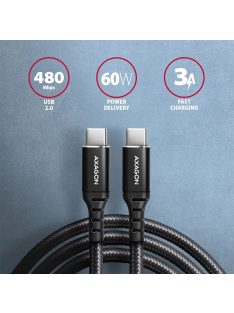 AXAGON BUCM-CM10AB HQ USB-C <> USB-C Cable 1m Black