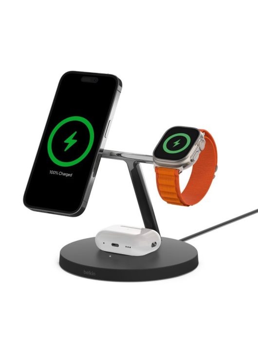 Belkin BoostCharge Pro 3-IN-1 Wireless Charging Stand With MagSafe Black