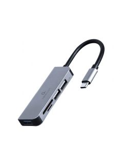   Gembird UHB-CM-CRU3P1U2P2-01 USB Type-C 3-port USB hub USB3.1 + USB2.0 with card reader Aluminium