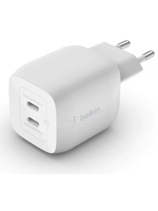 Belkin Dual USB-C GaN Wall Charger with PPS 45W White