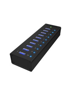   Raidsonic IcyBox IB-AC6110 10-port hub with USB Type-A interface and 1x charging port