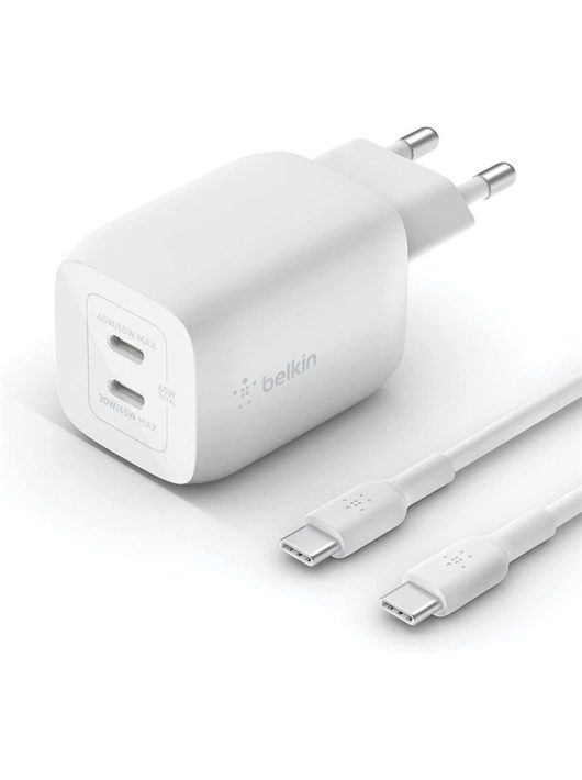 Belkin Boost Charge Pro Dual port USB-C GaN charger, PPS 65W and USB-C to USB-C cable 