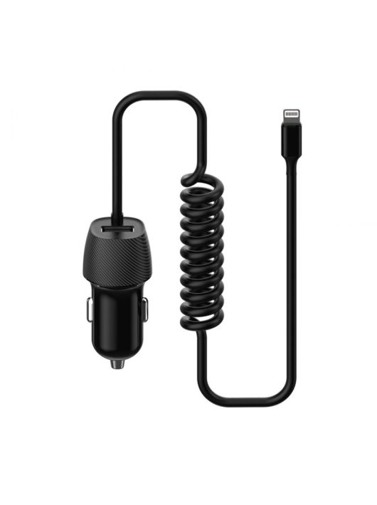 Platinet PLCRSL Car Charger Spiral 3,4A Lightning cable Black