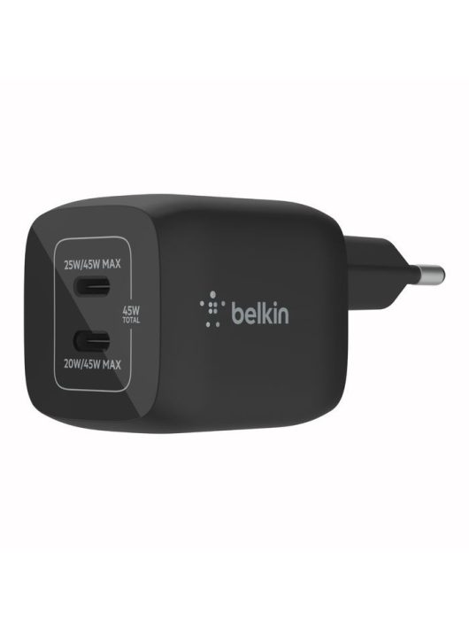 Belkin Dual USB-C GaN Wall Charger with PPS 45W Black