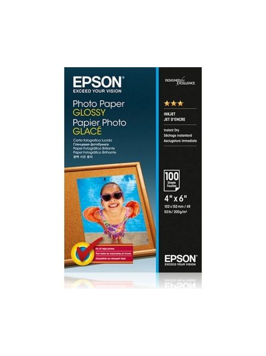 Epson Photo Paper Glossy 200g 10x15cm 100db Fényes Fotópapír