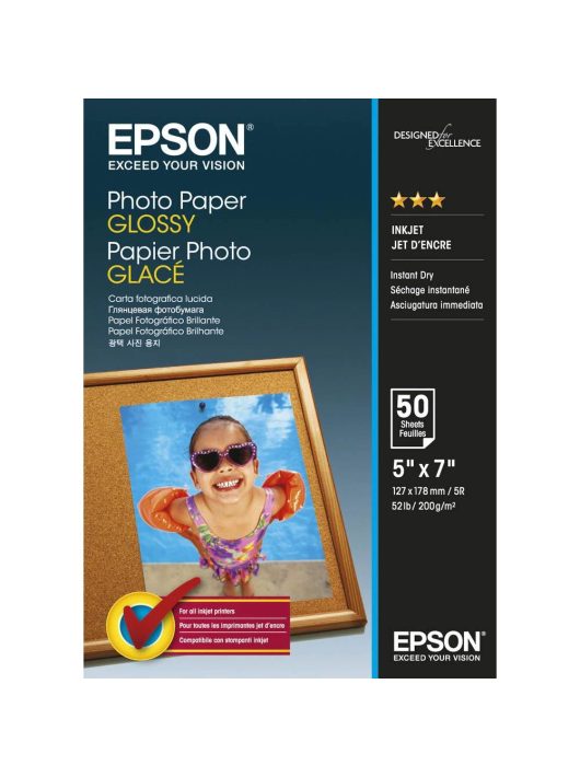 Epson Photo Paper Glossy 200g 13x18cm 50db Fényes Fotópapír