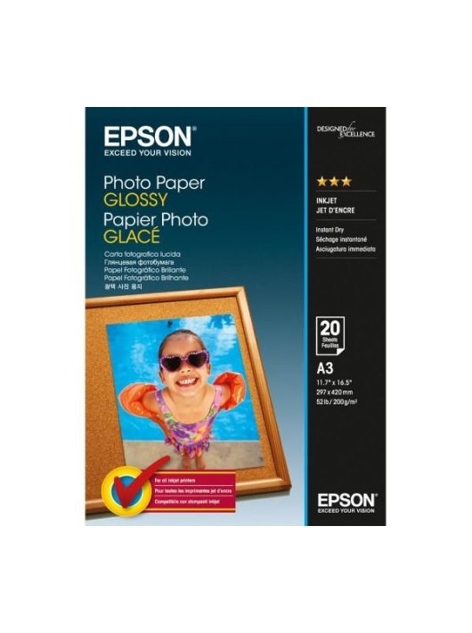 Epson Photo Paper Glossy 200g A3 20db Fényes Fotópapír