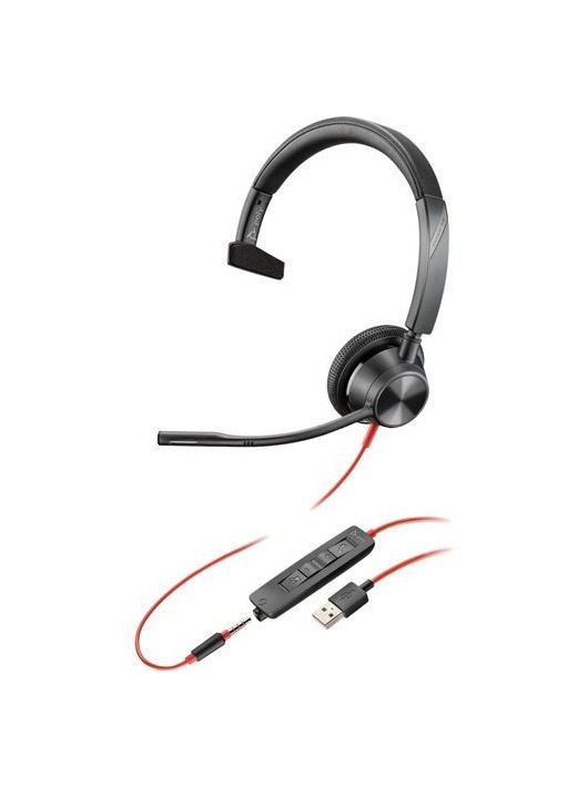 Poly Plantronics Blackwire 3315-M USB-A Headset Black 