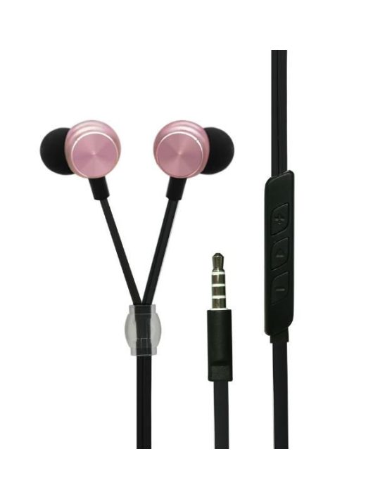 2GO Luxury Zipper-Style In-Ear Stereo Headset Black/Rose